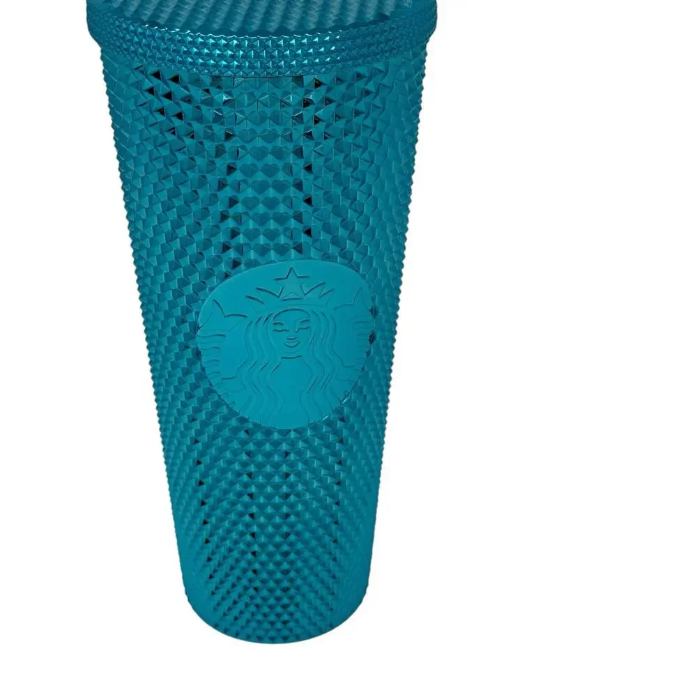 Starbucks Teal Chrome Blue Studded Venti Cold Cup Summer‎ 2023 24oz Tumbler NEW